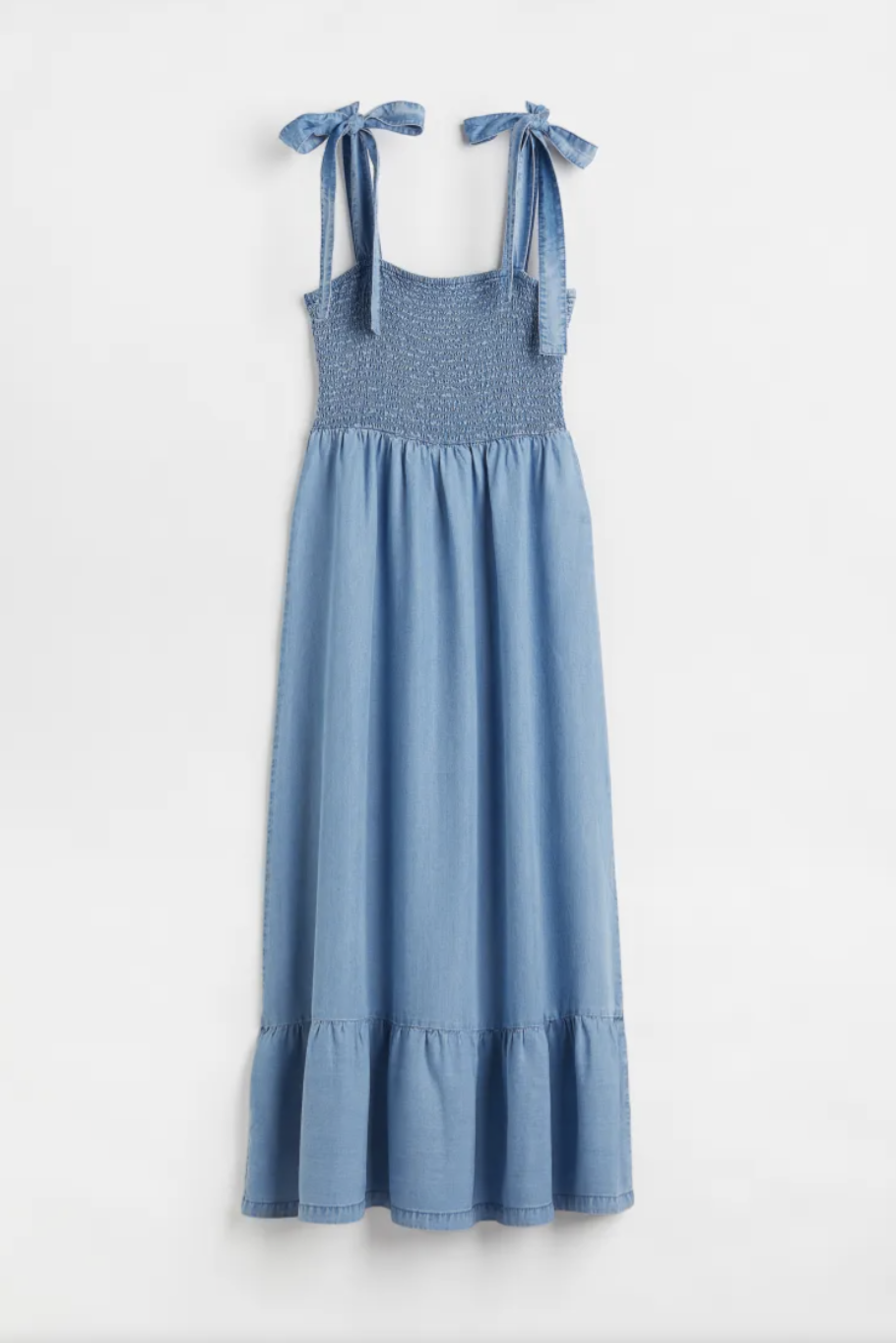 H&M | smocked denim dress - denim blue