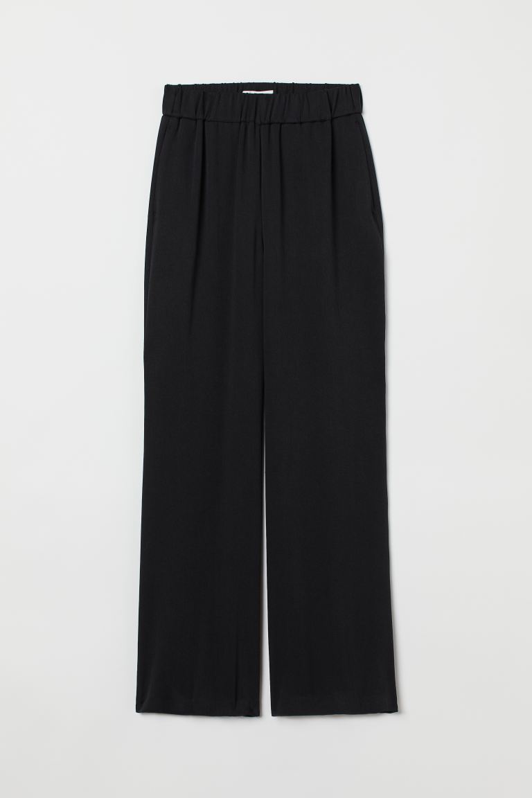 H&M | Wide-cut Lyocell-blend pants - black