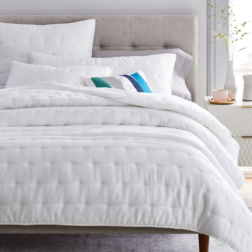 TENCEL™ fibers crescent stitch bedspread (double/king) - stone white